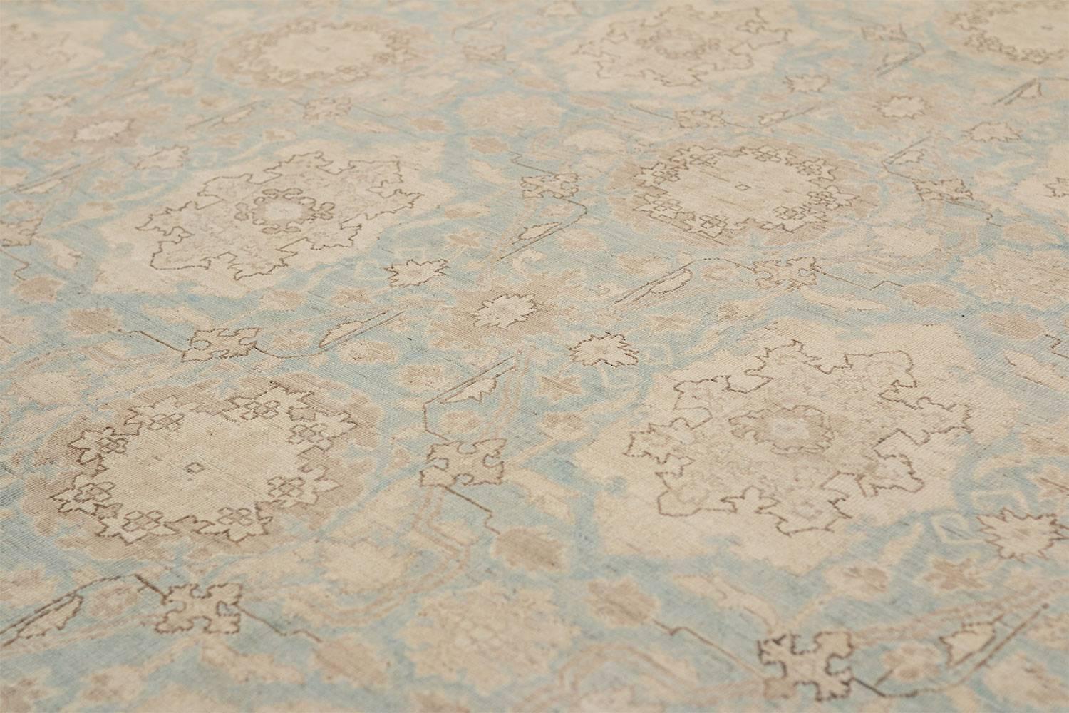 Modern Contemporary Handwoven Blue Pastel Floral Afghan Area Rug