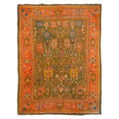 Antiker türkischer Oushak-Teppich aus dem 19. Jahrhundert in Arts and Crafts-Farben