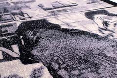 Graffiti Graphic Art Black and White Silk and Wool Rug by Joseph Carini x Enx