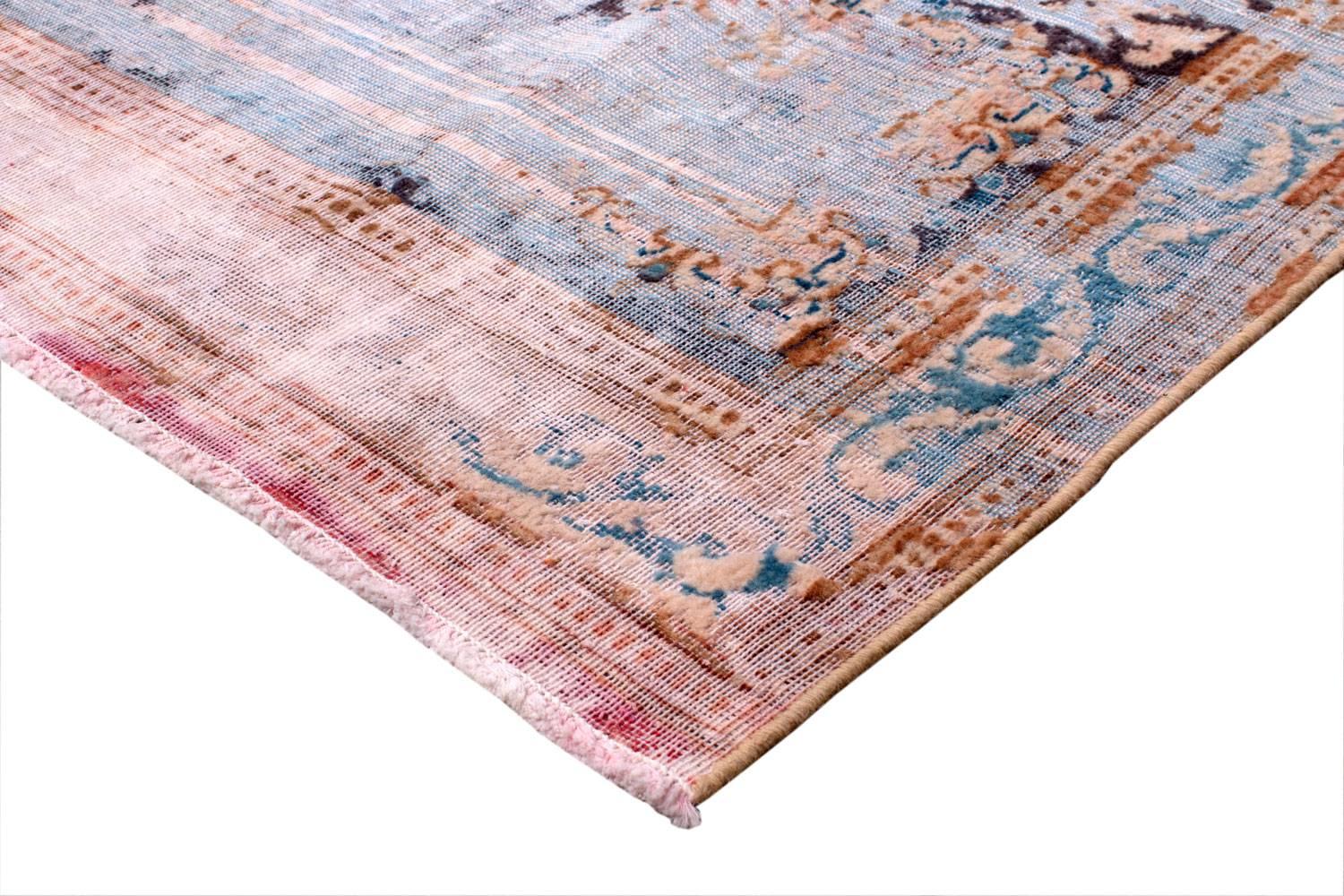 Silk Contemporary Handwoven Pastel Pink Afghan Area Rug