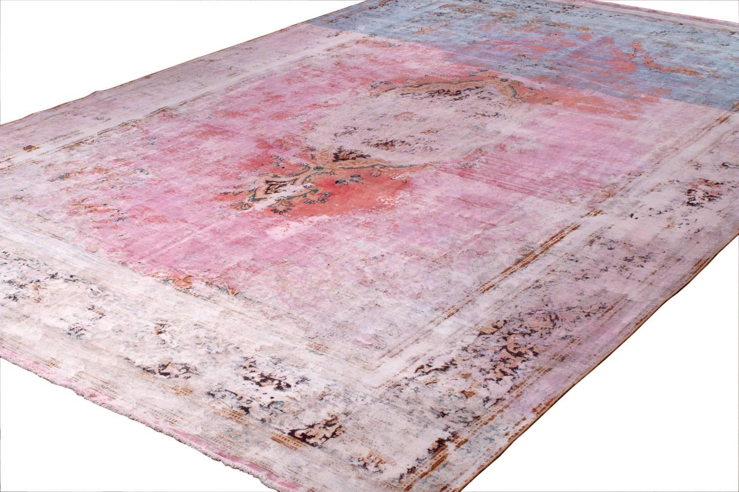 Modern Contemporary Handwoven Pastel Pink Afghan Area Rug