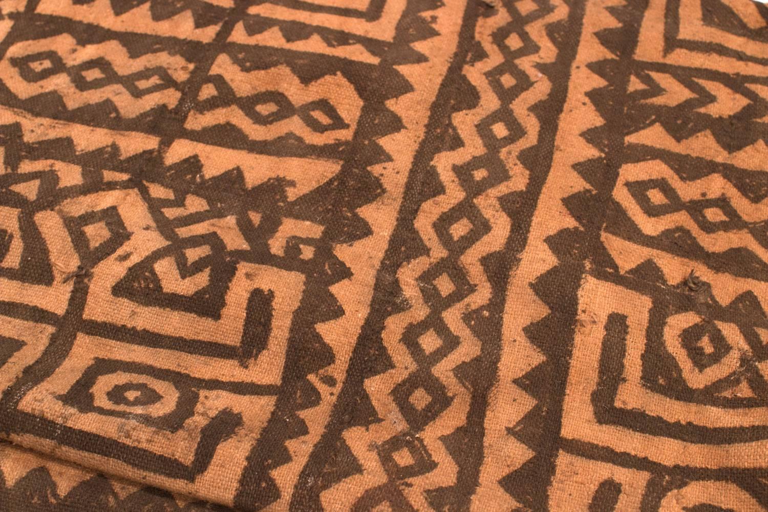 This cloth was made circa 1980s and was made from handwoven strips of cotton. This mud cloth comes from Mali and is very special because of the figure motif.