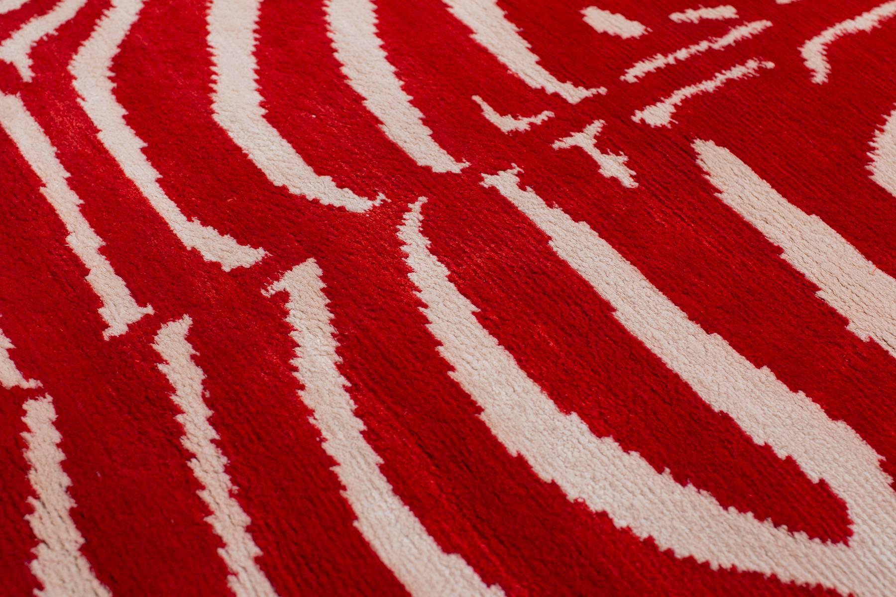 Nepalese Original Design 'Zebra' Silk Rug 2x3