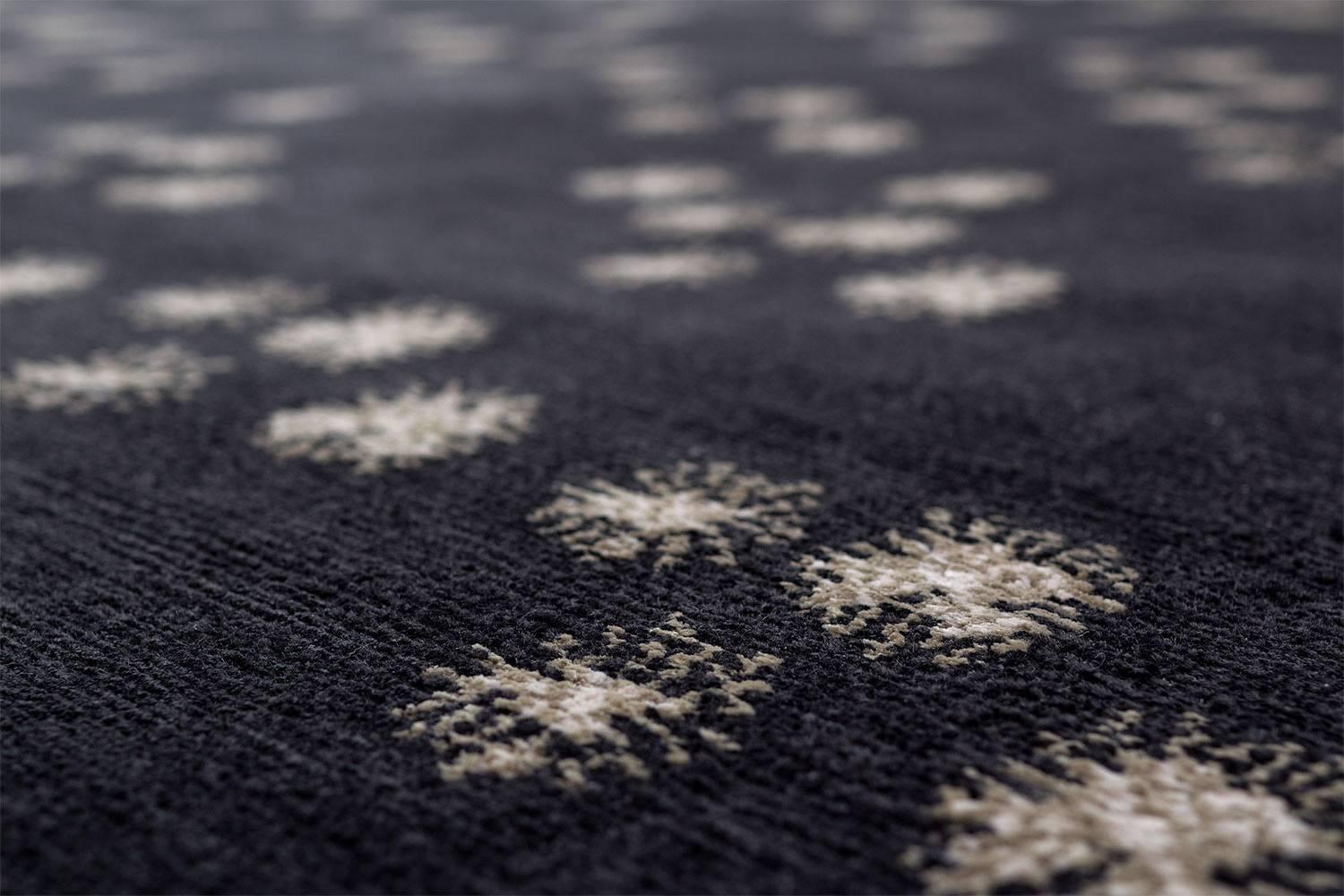 Hand-Knotted Midnight Blue Silk And Wool Modern Asterisk Rug By CARINI 8x10 