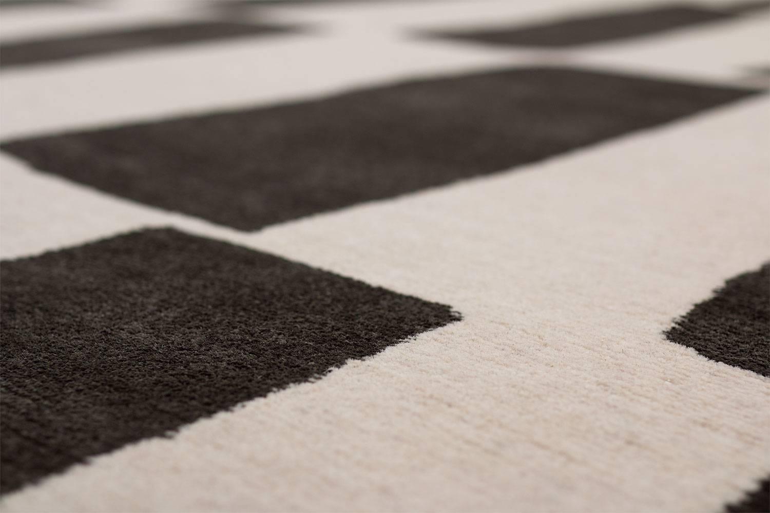 black and white wool rug