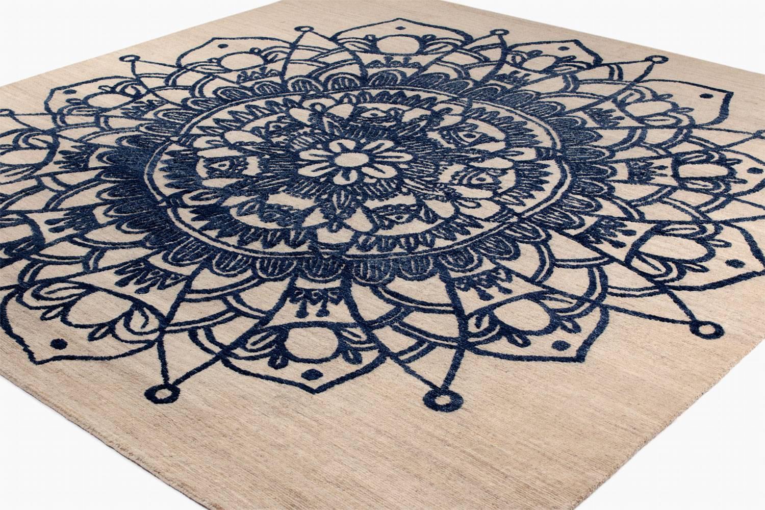This eastern floral design by Joseph Carini was inspired by Islamic tiles. Made with Himalayan wool which was hand woven and hand spun in a 'Shiva Puri' weave. 

   

Joseph Carini is the owner of Joseph Carini carpets and has been involved in