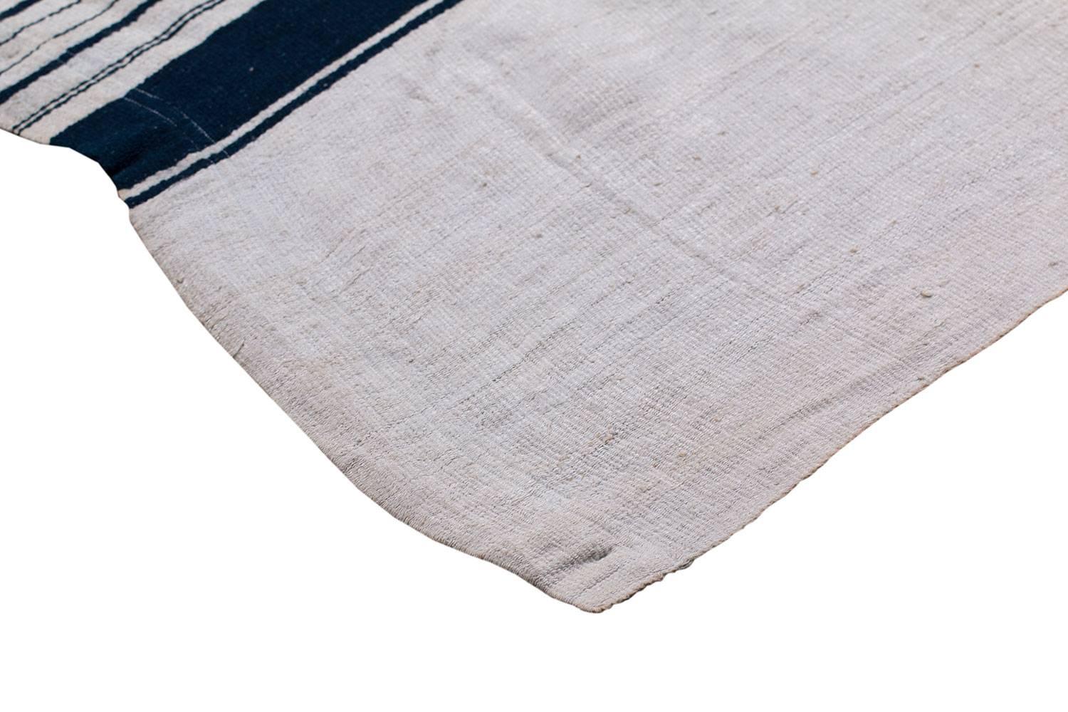 Tribal White and Indigo Dyed Yoruba Textile from Nigeria, West Africa For Sale
