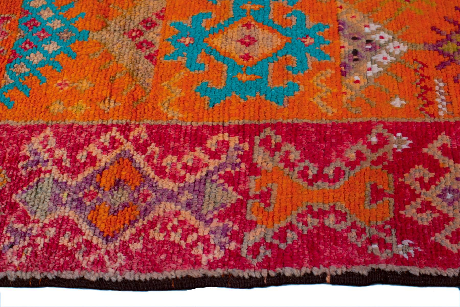 Vintage Moroccan Rug in Orange and Ruby In Good Condition In New York, NY