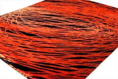 Contemporary Modern Bold "Spin" Orange Spiral Silk Area Rug by Joseph Carini