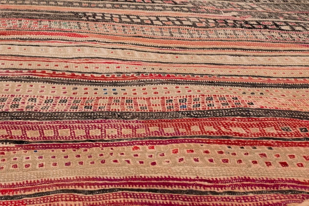 Vintage Moroccan Striped Kilim Rug In Good Condition In New York, NY