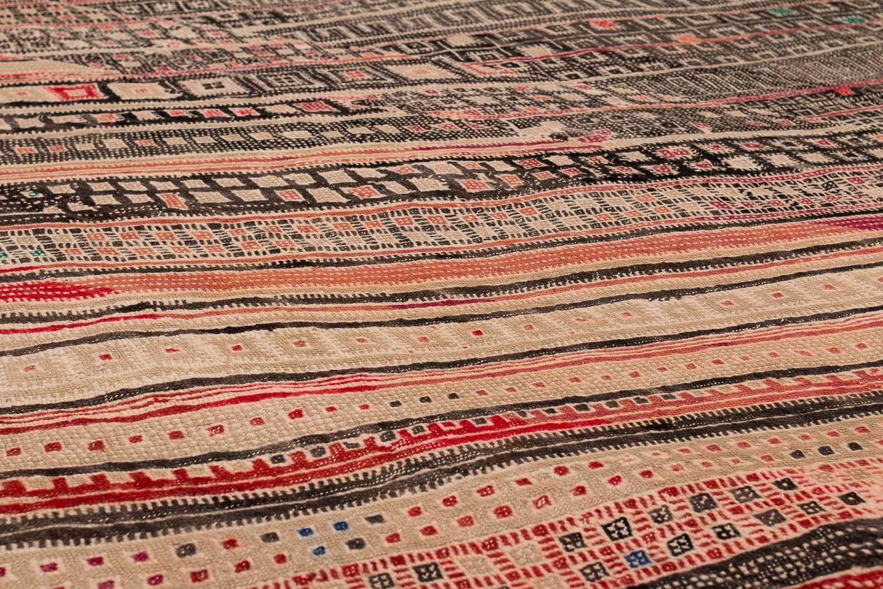 Late 20th Century Vintage Moroccan Striped Kilim Rug