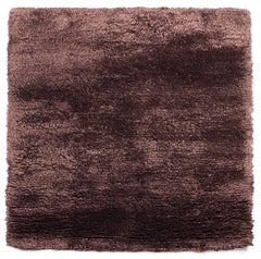 Chocolate Brown Handwoven Silk Rug Square, Meditation Mat 3x3 by Joseph Carini