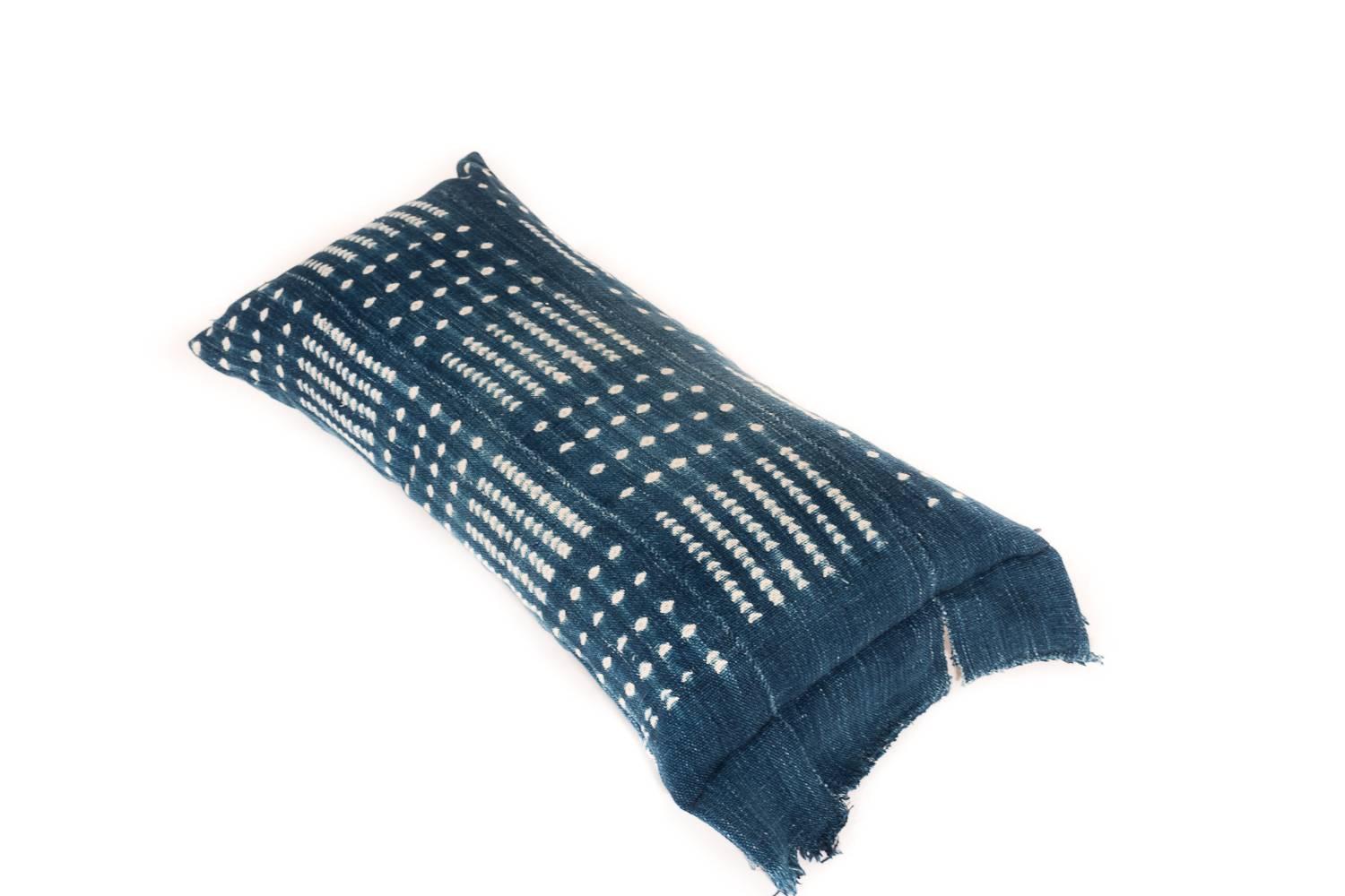 Modern Indigo Dyed African Cotton Pillow/Bohlster