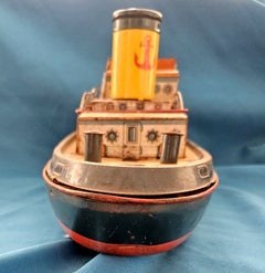 Schlepper „Neptune“ aus den 1950er Jahren, klassisches japanisches Spielzeug aus der Nachkriegszeit der Mitte des Jahrhunderts, Masudaya