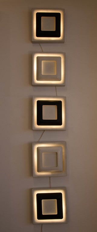 French Set of 1970s Metal Wall Lights