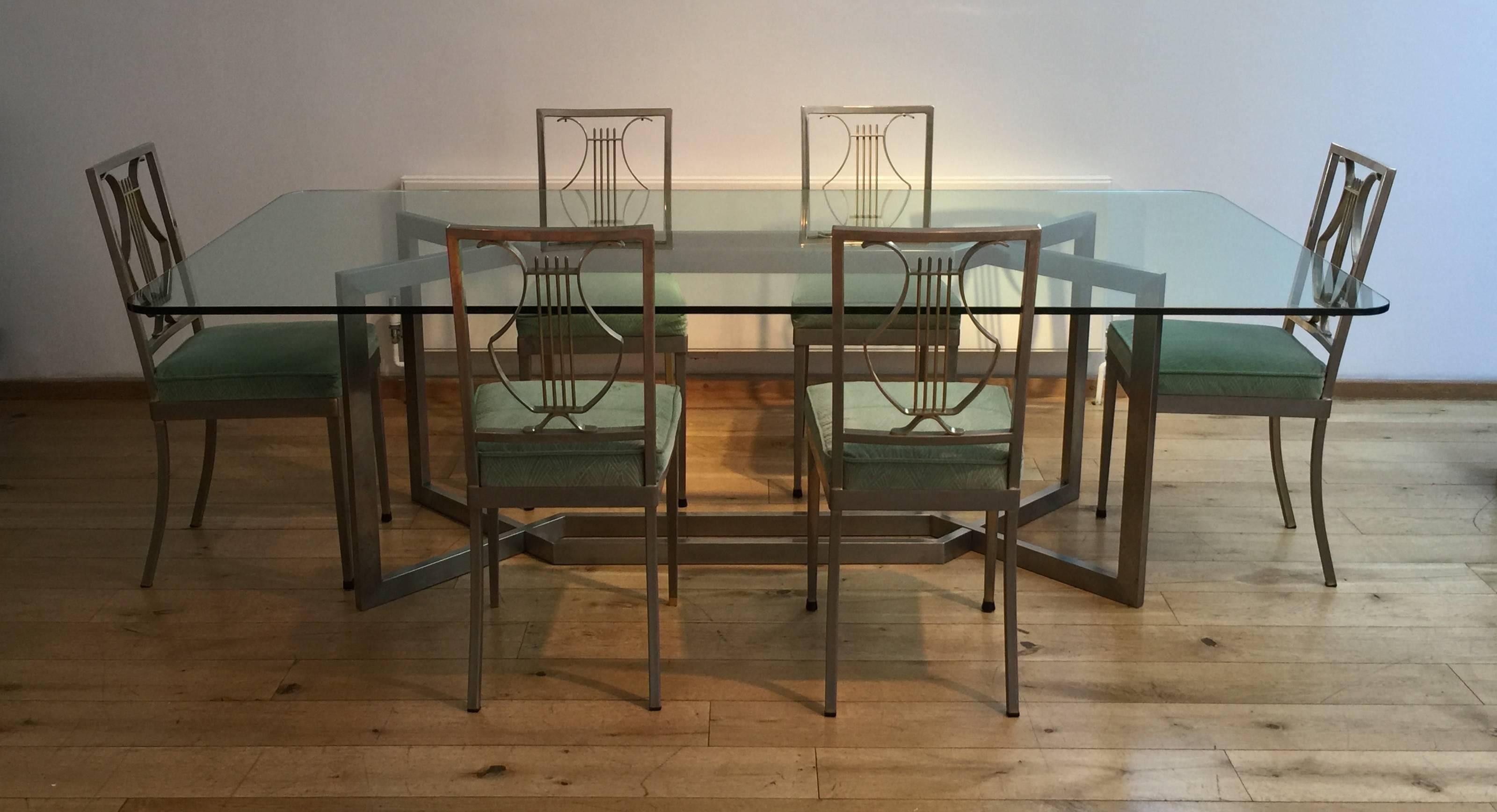 Late 20th Century 1970s French Dining Table and Set of Six Chairs