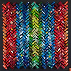 « Giant Gridlock » : sculpture murale composée d'une assemblage de voitures