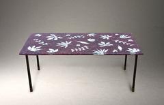 1950s Italian Reverse-Painted Glass Coffee Table designed by Meyer