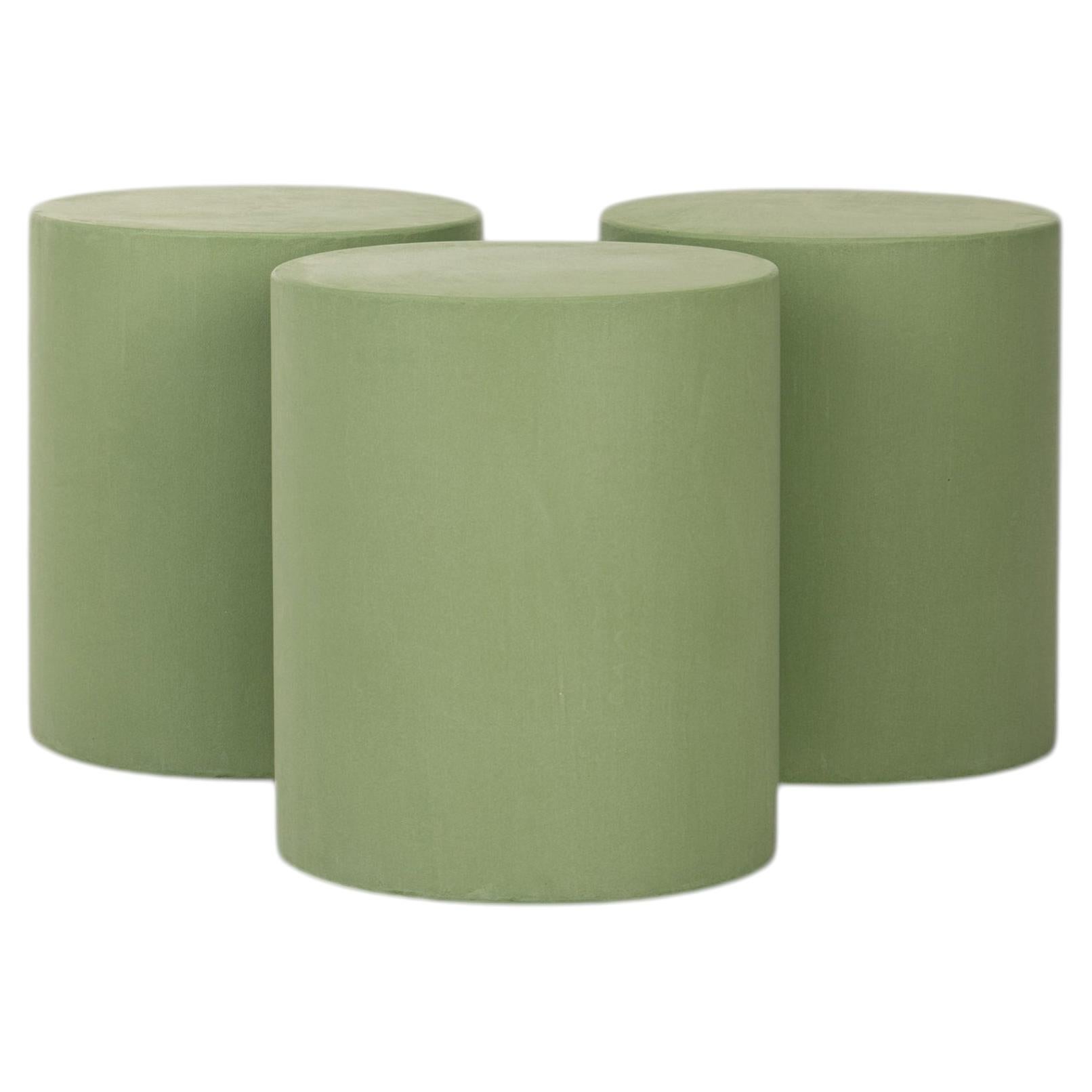 Customizable Handmade Plaster Textured Seat/Side Table, Round, Contemporary C40