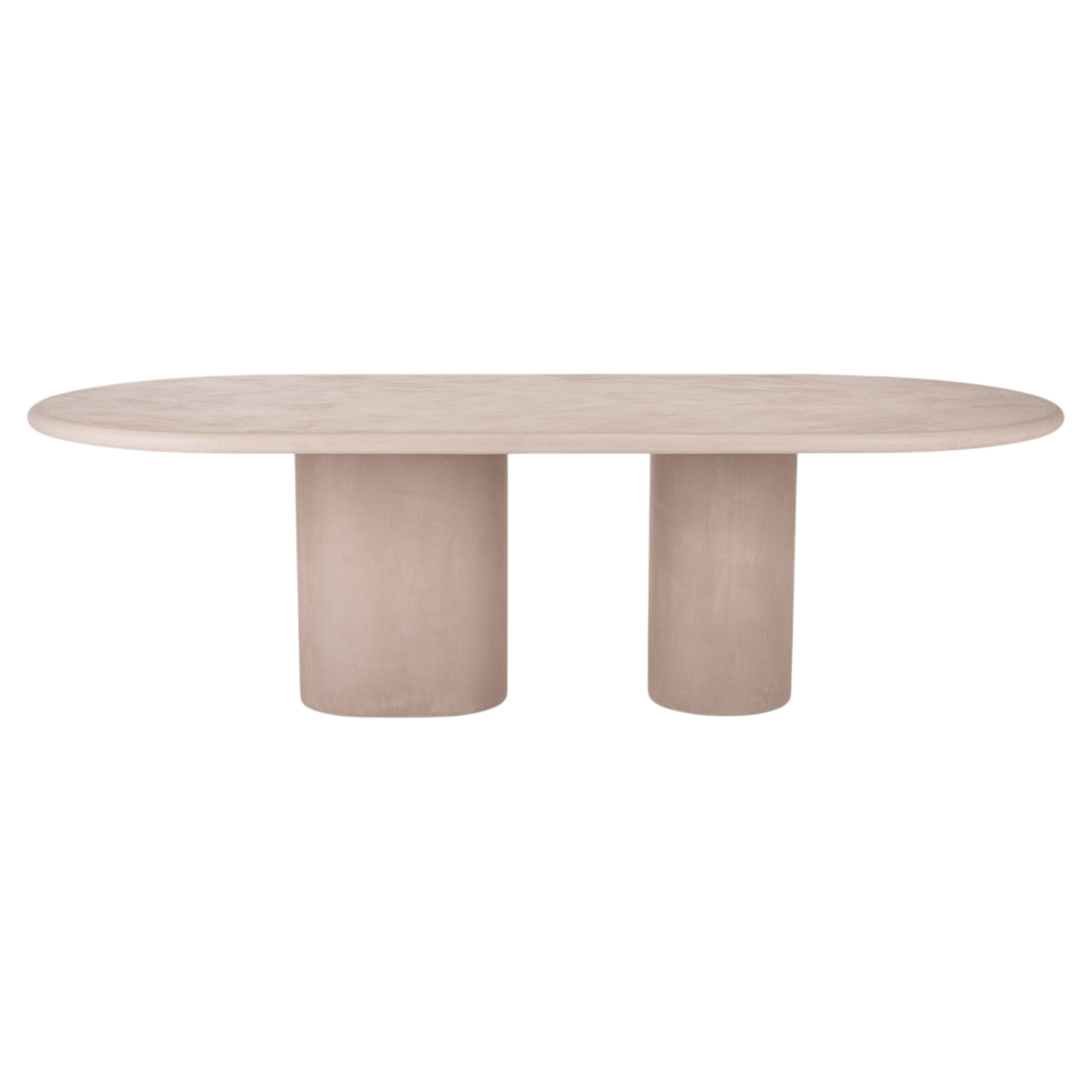 Customizable Handmade Plaster Textured Dining Table, Flat Oval, CA300 For Sale