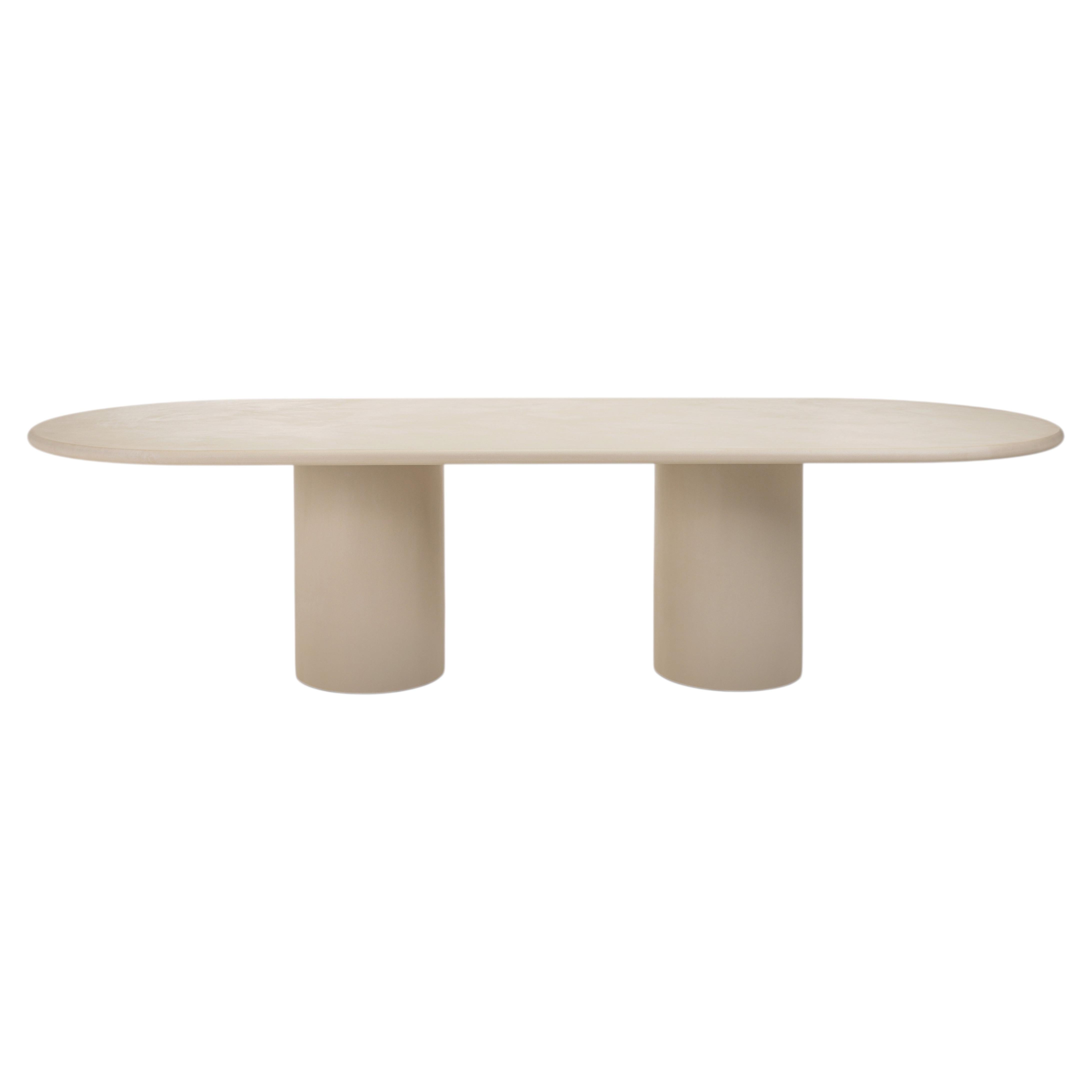 Customizable Handmade Plaster Textured Dining Table, Flat Oval, Minimalist C300 For Sale
