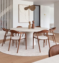 Contemporary Natural Plaster Round Dining Table "Column" by Atelier BB, D100cm