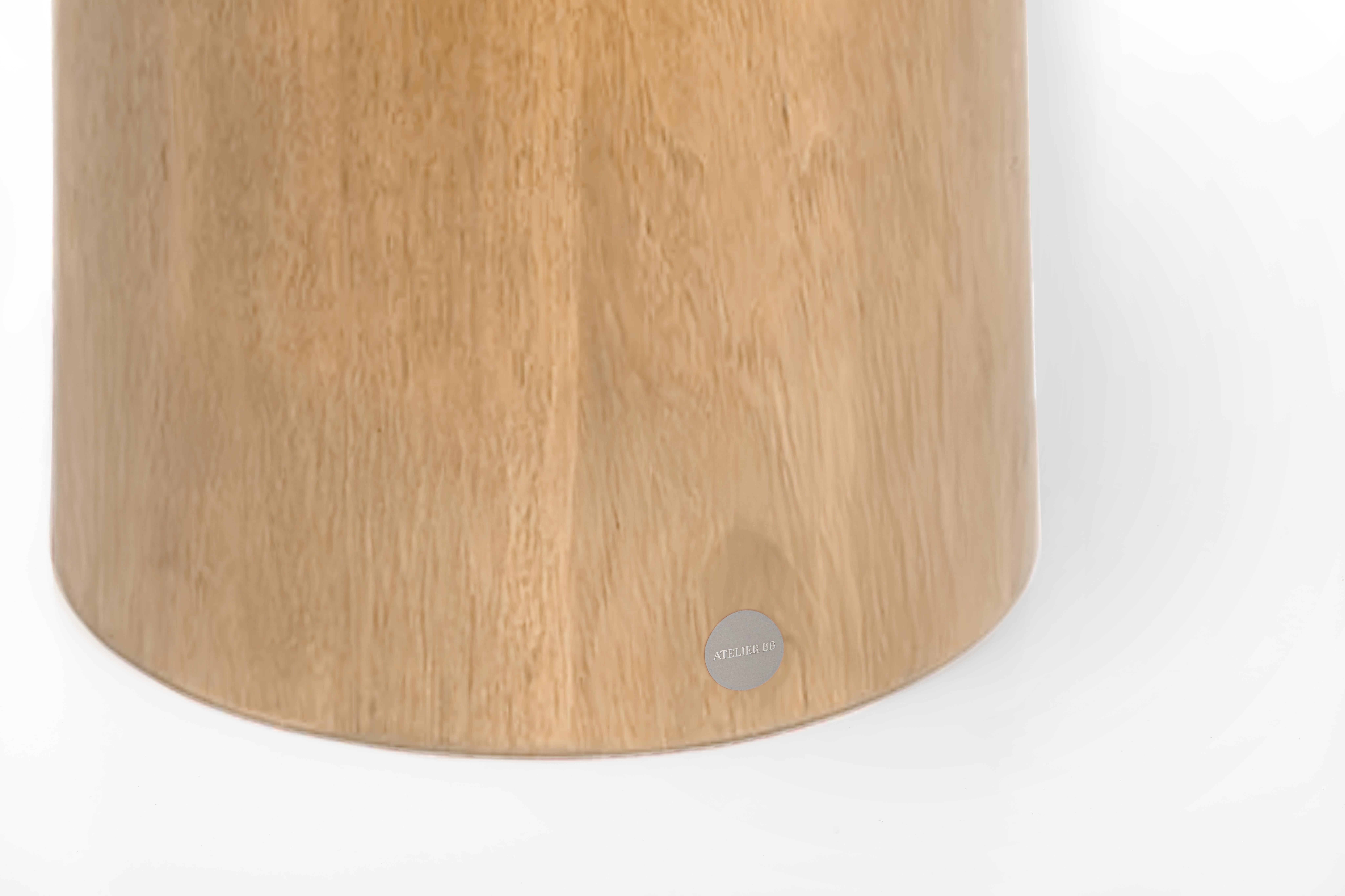 Hand-Crafted Handmade Plaster Table with Oak Wood Base 