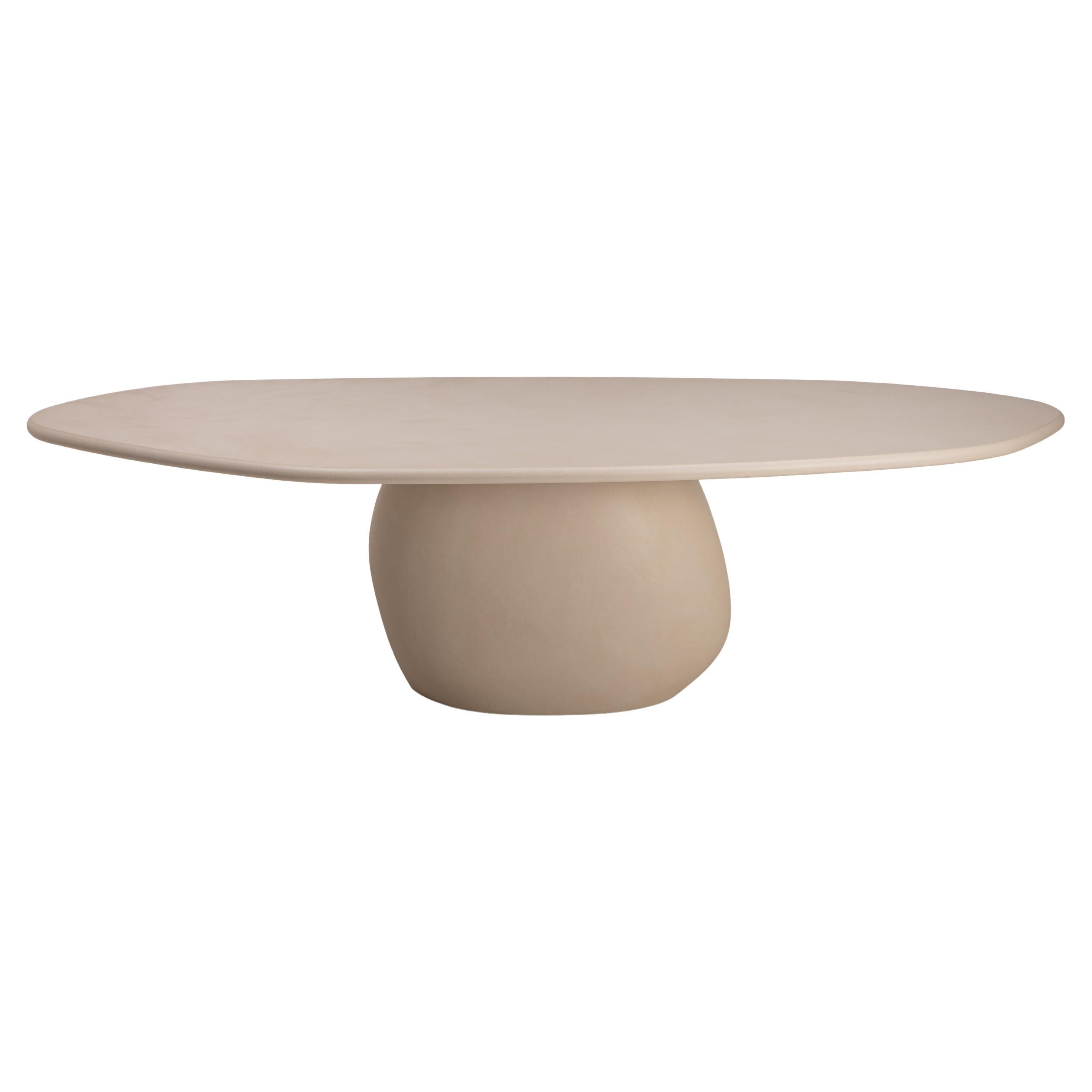 Handcrafted w/ Plaster - Textured Dining Table - Organic Oval w/ Rock Shape 280