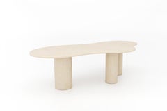Table de salle à manger sculpturale en plâtre, faite main et personnalisable, aux formes organiques, T300