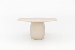 Handmade Round Contemporary Plaster Sculptural Dining Table, Rock base, S150