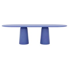 Table de salle à manger personnalisable, fabriquée à la main, avec finition en plâtre texturé, ovale plate, CM260