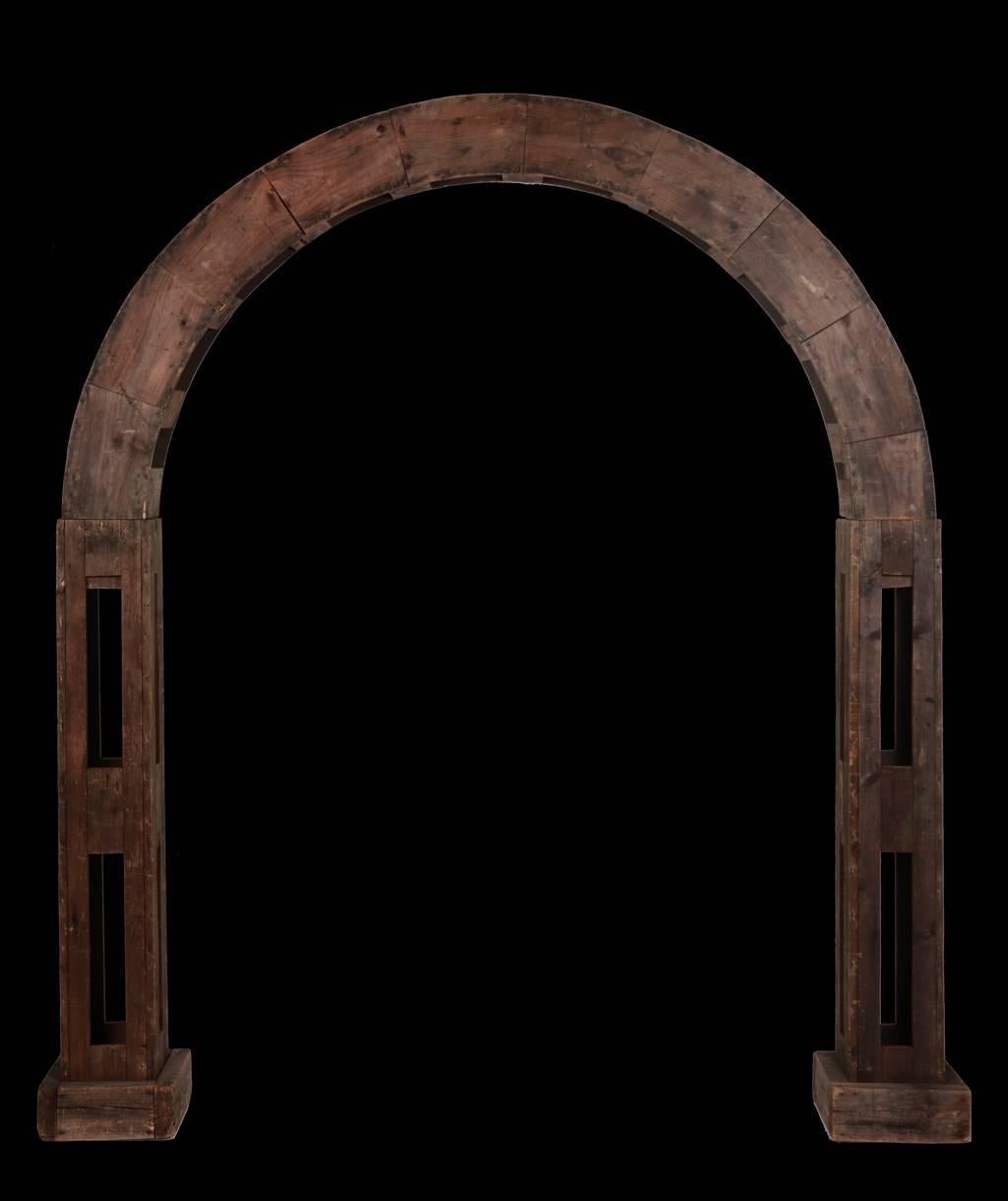 Uniquely designed wooden three section portable arch. Originally designed as a climbing vessel for seasonal vegetables.