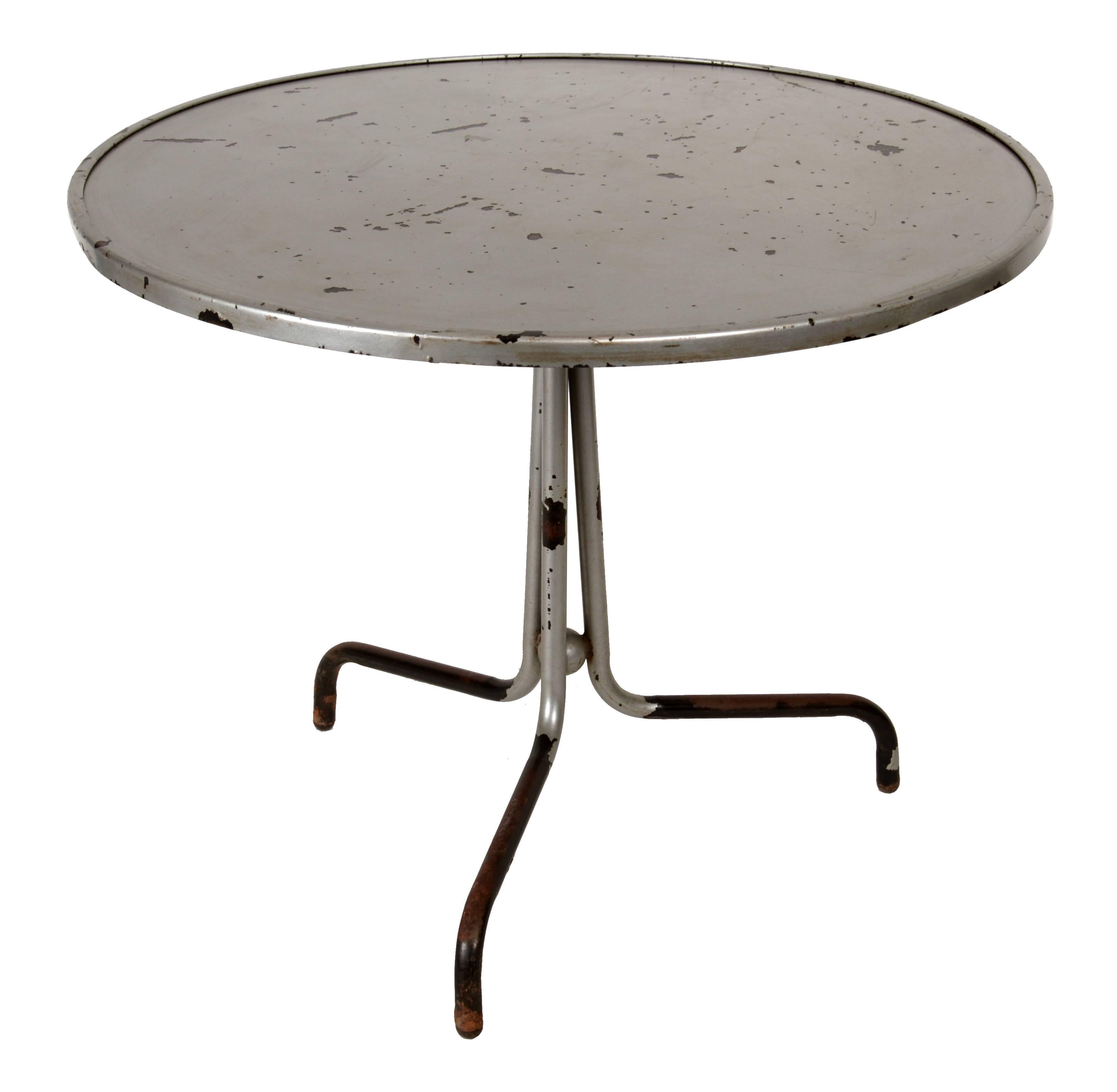 Round Silver Painted Side Table