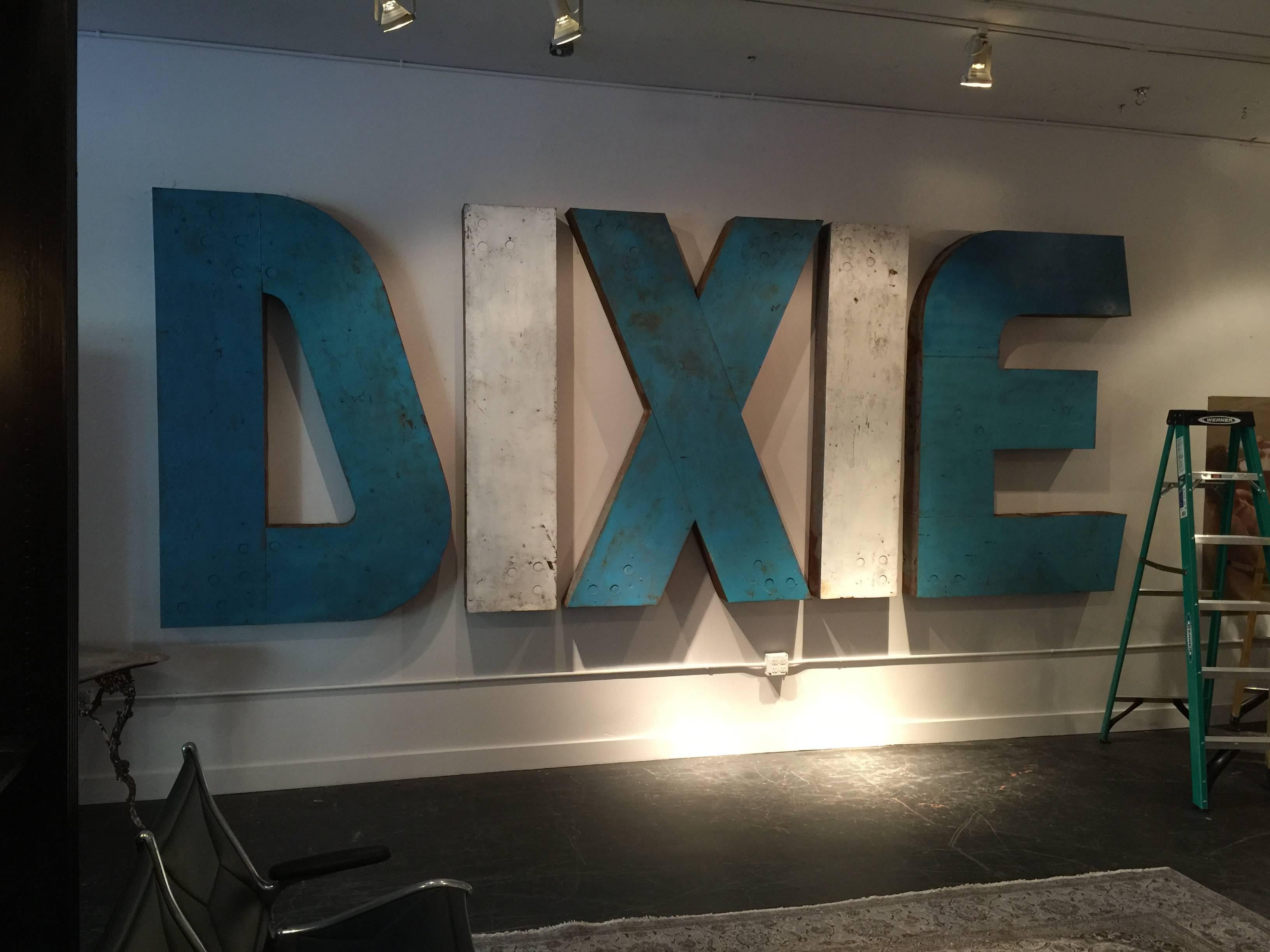 Steel letters harvested off the Dixie drive-in movie theatre in Kentucky.