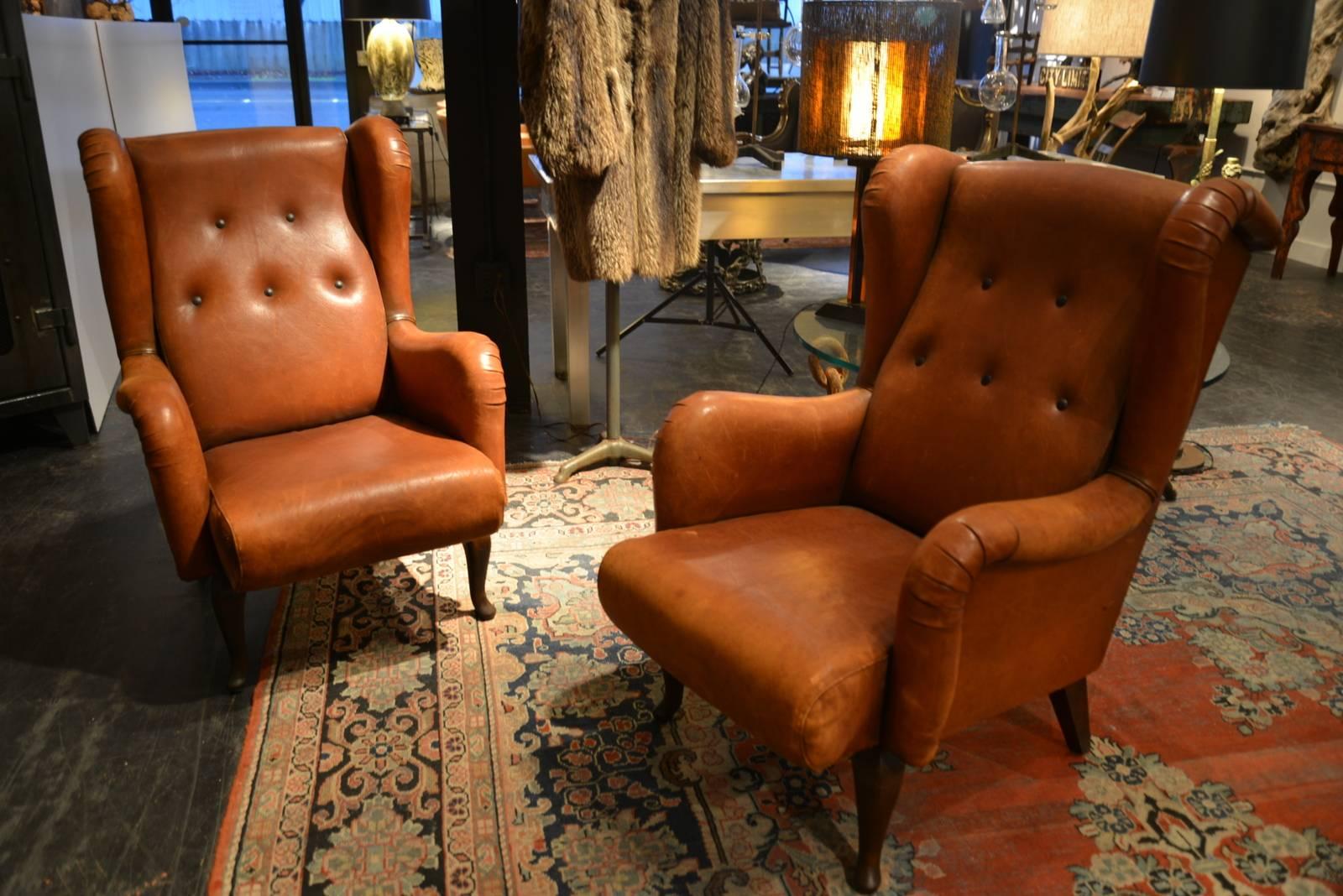 Leather French Club Chairs 2