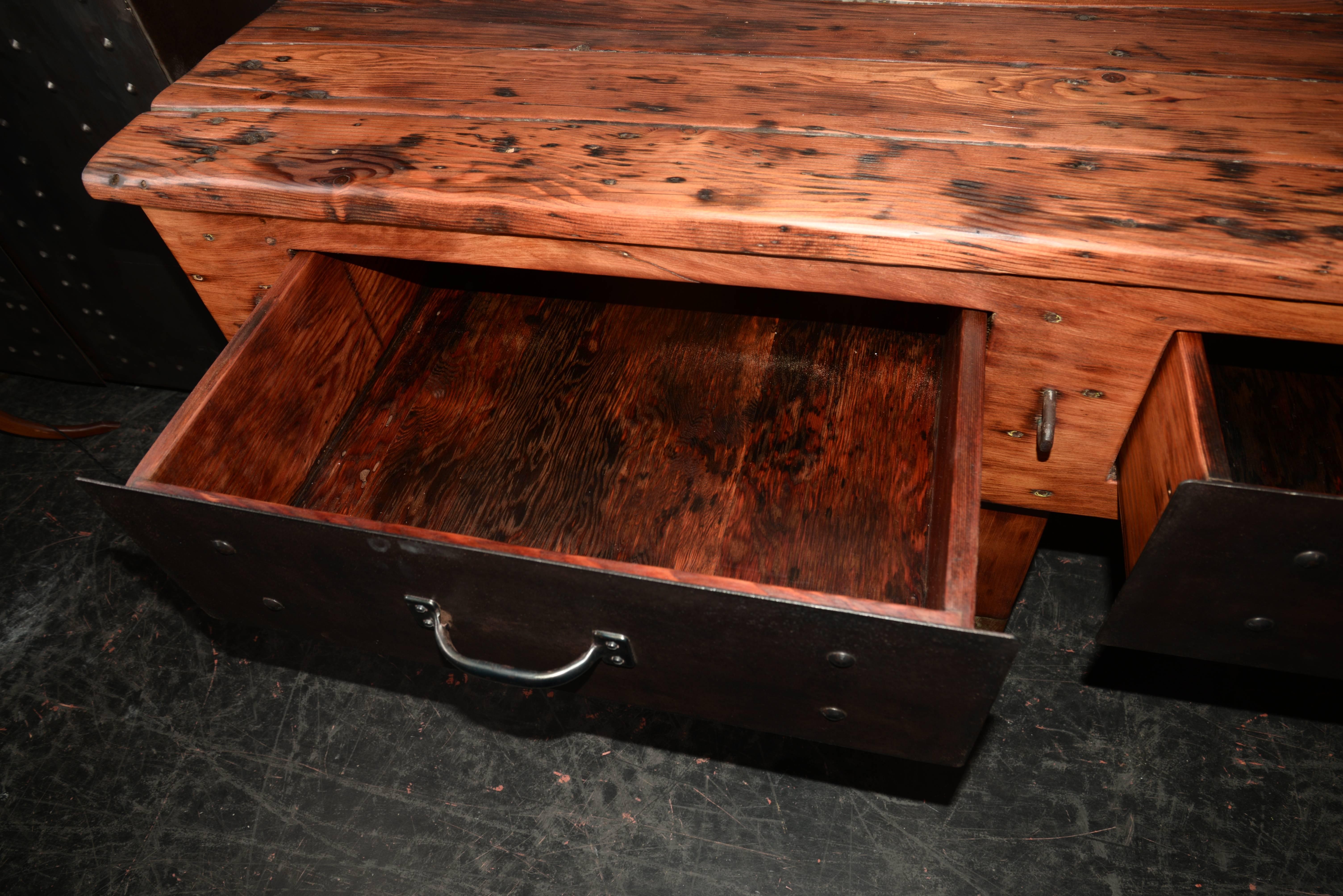 Early 20th Century Three-Drawer Work Station