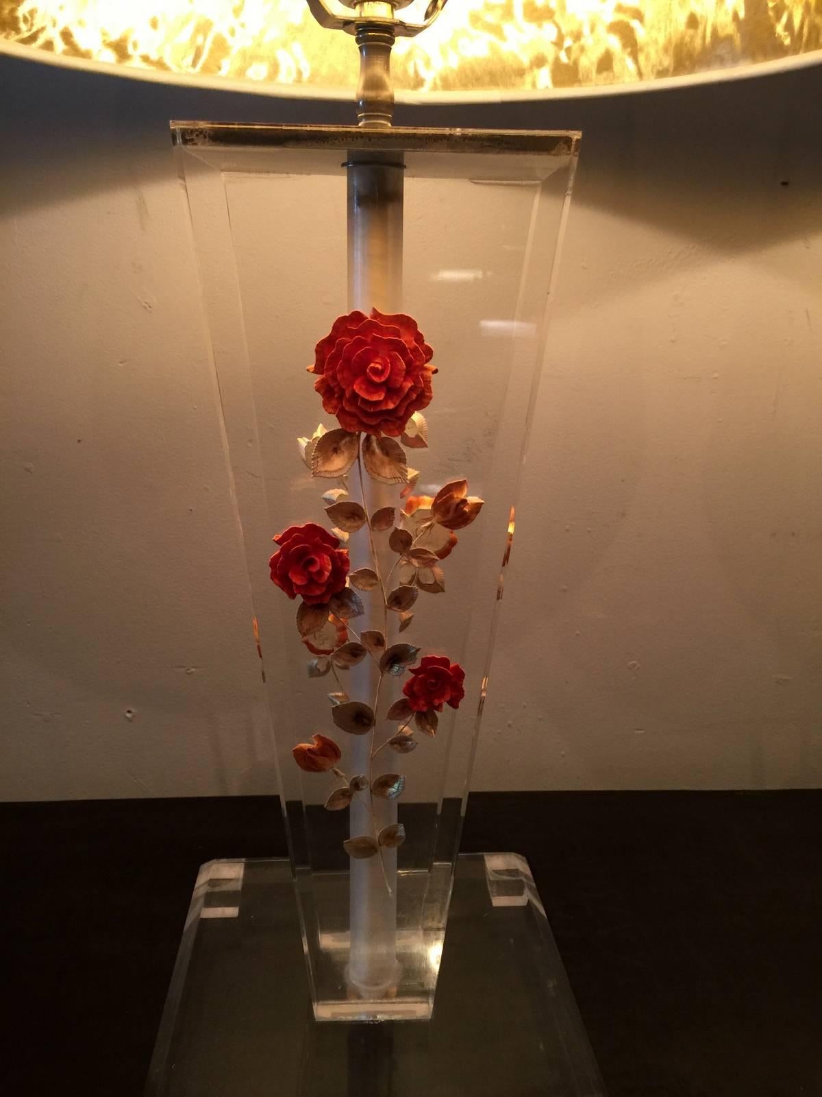 American Floral Lucite Lamps