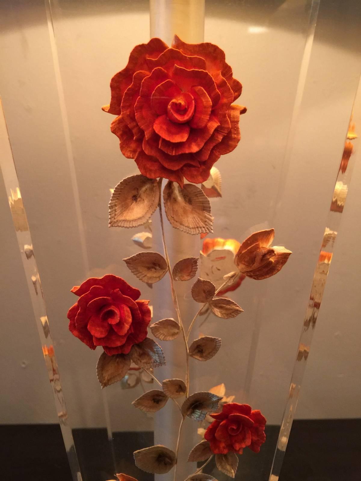 Floral Lucite Lamps In Excellent Condition In Seattle, WA