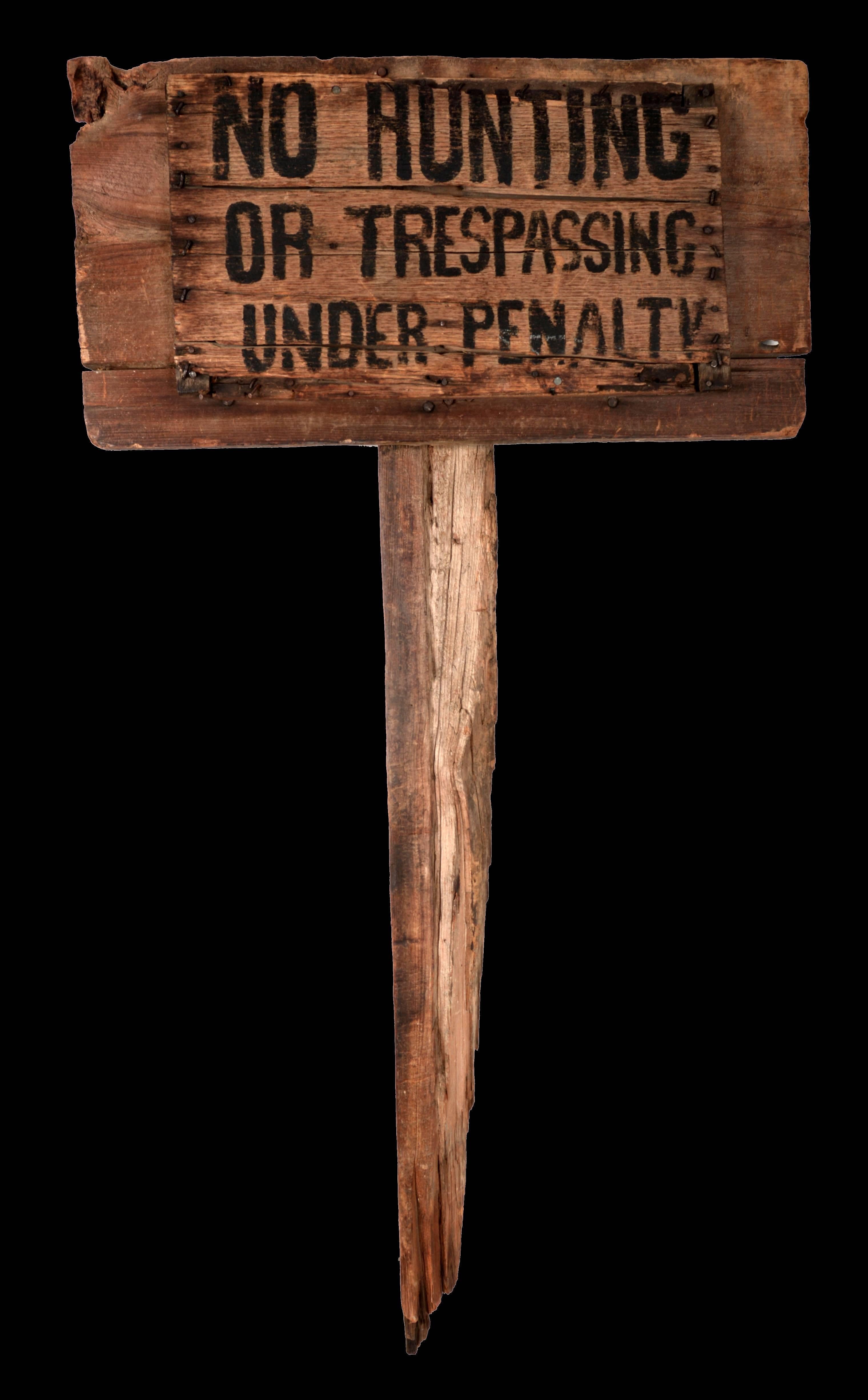 Late 20th Century No Hunting Sign