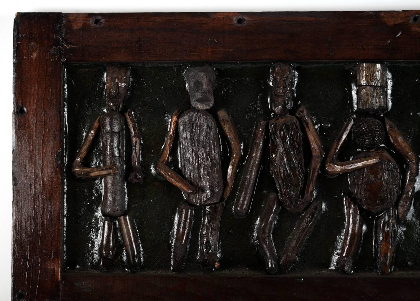 Hand-Carved Figural Relief Panel