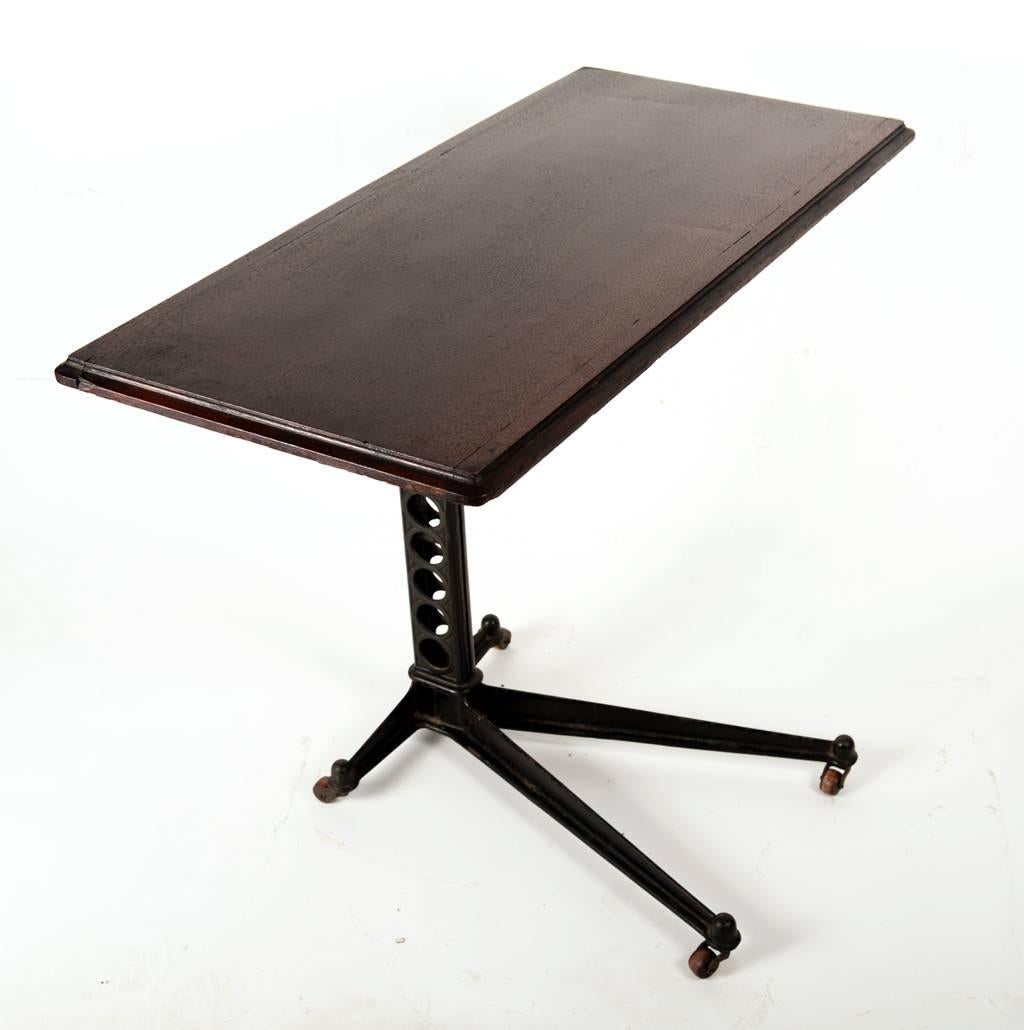 Cast Adjustable Height Wood Top Table For Sale