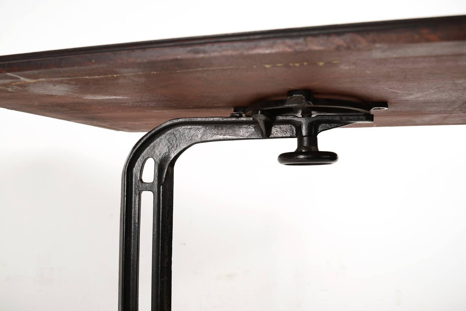 Early 20th Century Adjustable Height Wood Top Table For Sale