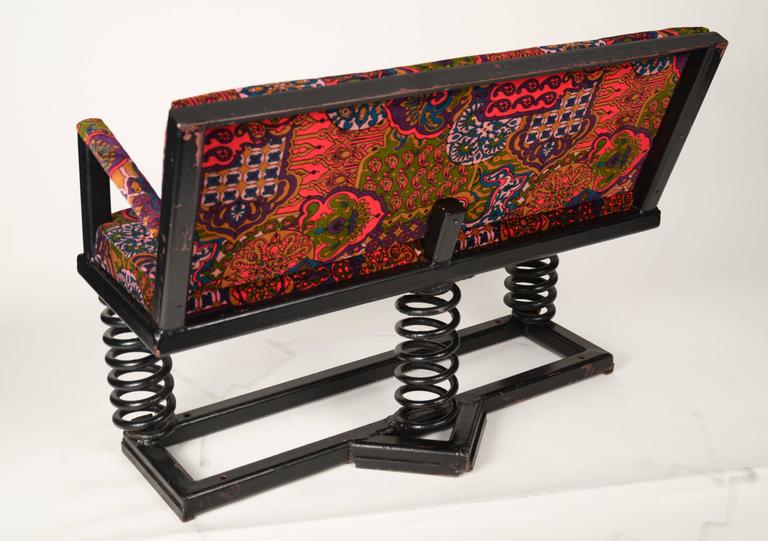 Vintage Folk Art Spring Bench at 1stDibs
