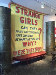 Vintage Hand-Painted Canvas All-Girl Freak Show Banner