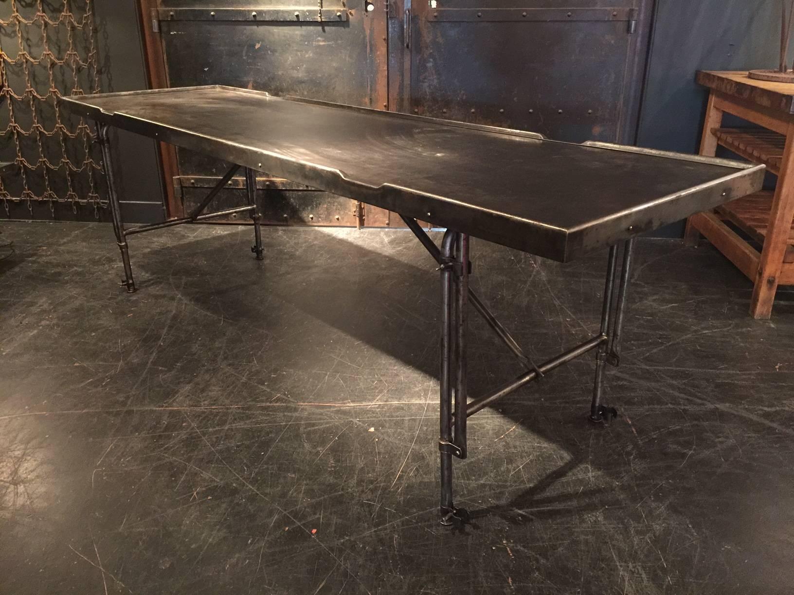 Folding Steel Ship's Dining Table In Excellent Condition In Seattle, WA