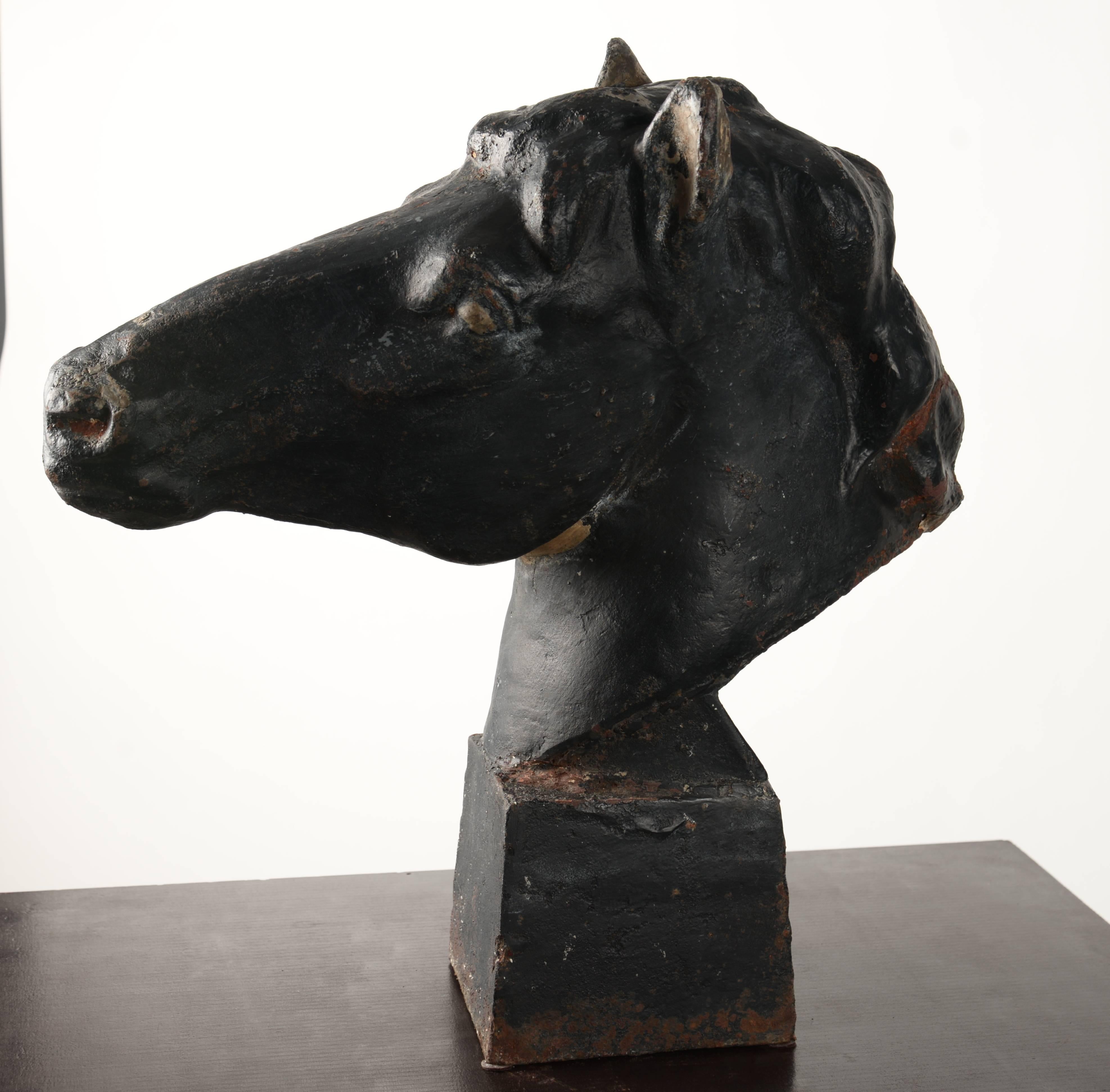 Late 19th Century Cast Iron Horse Head For Sale