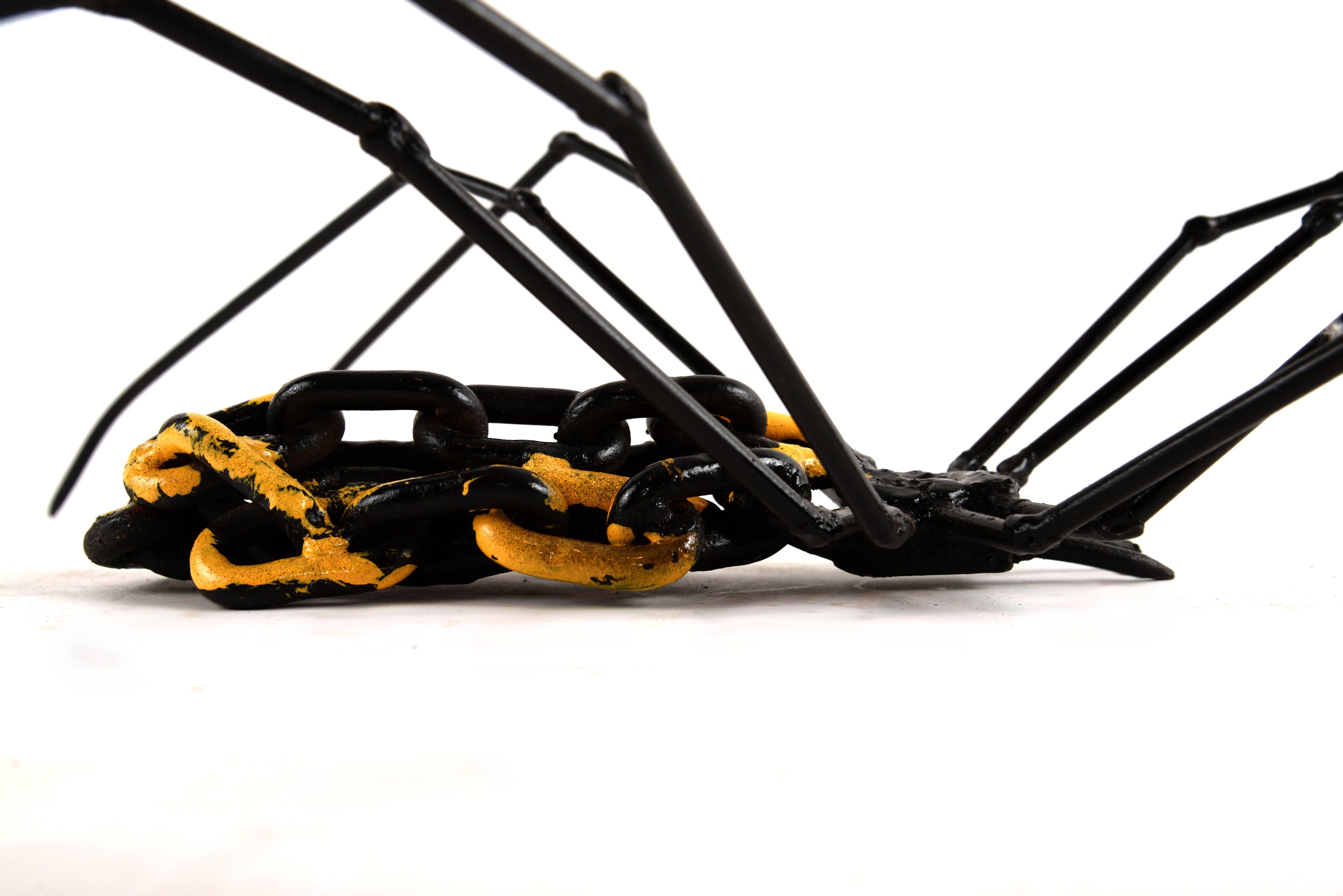 American Large Wall-Mounted Yellow and Back Spider For Sale