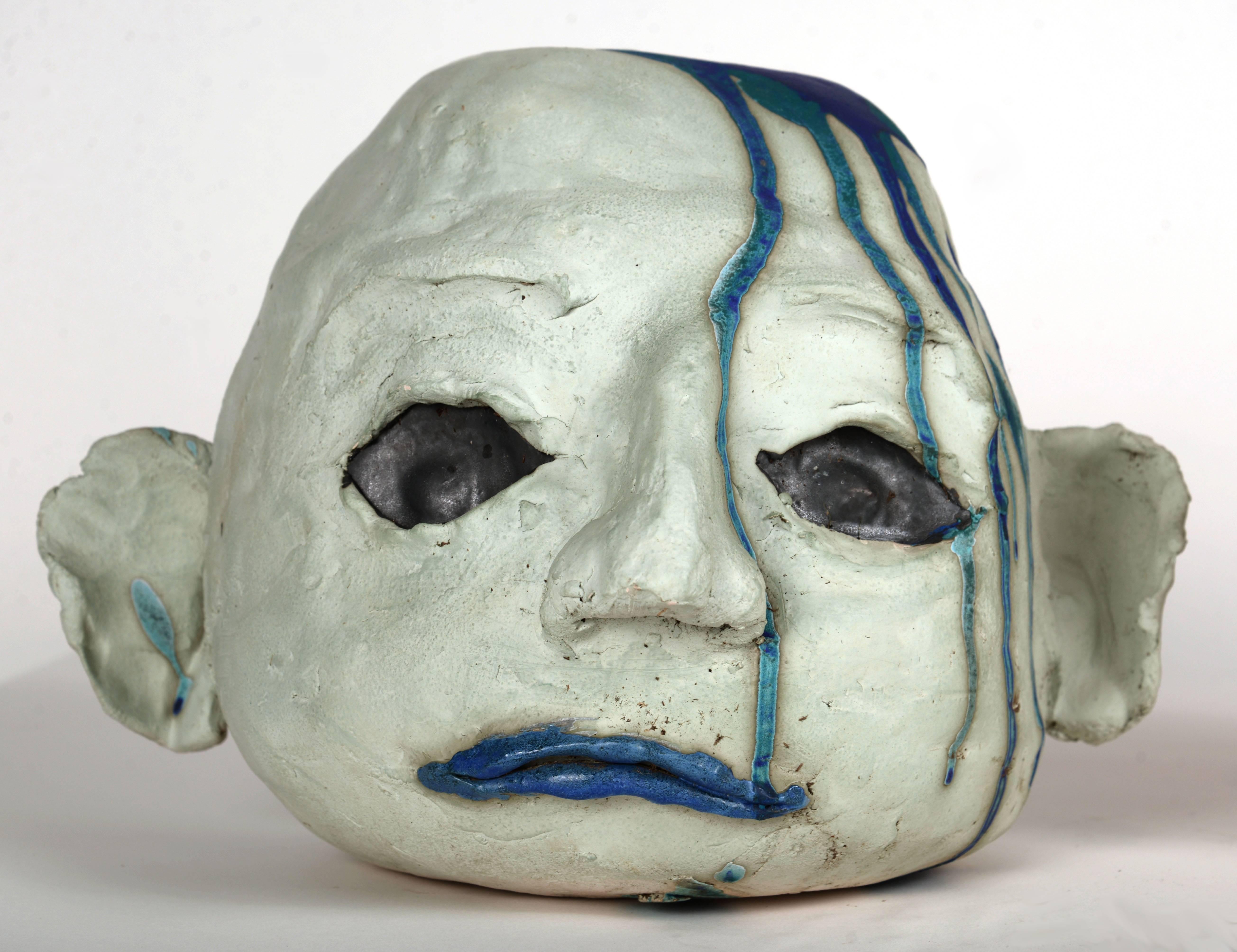 Large Ceramic Alien Head in Blue Tones In Good Condition For Sale In Seattle, WA