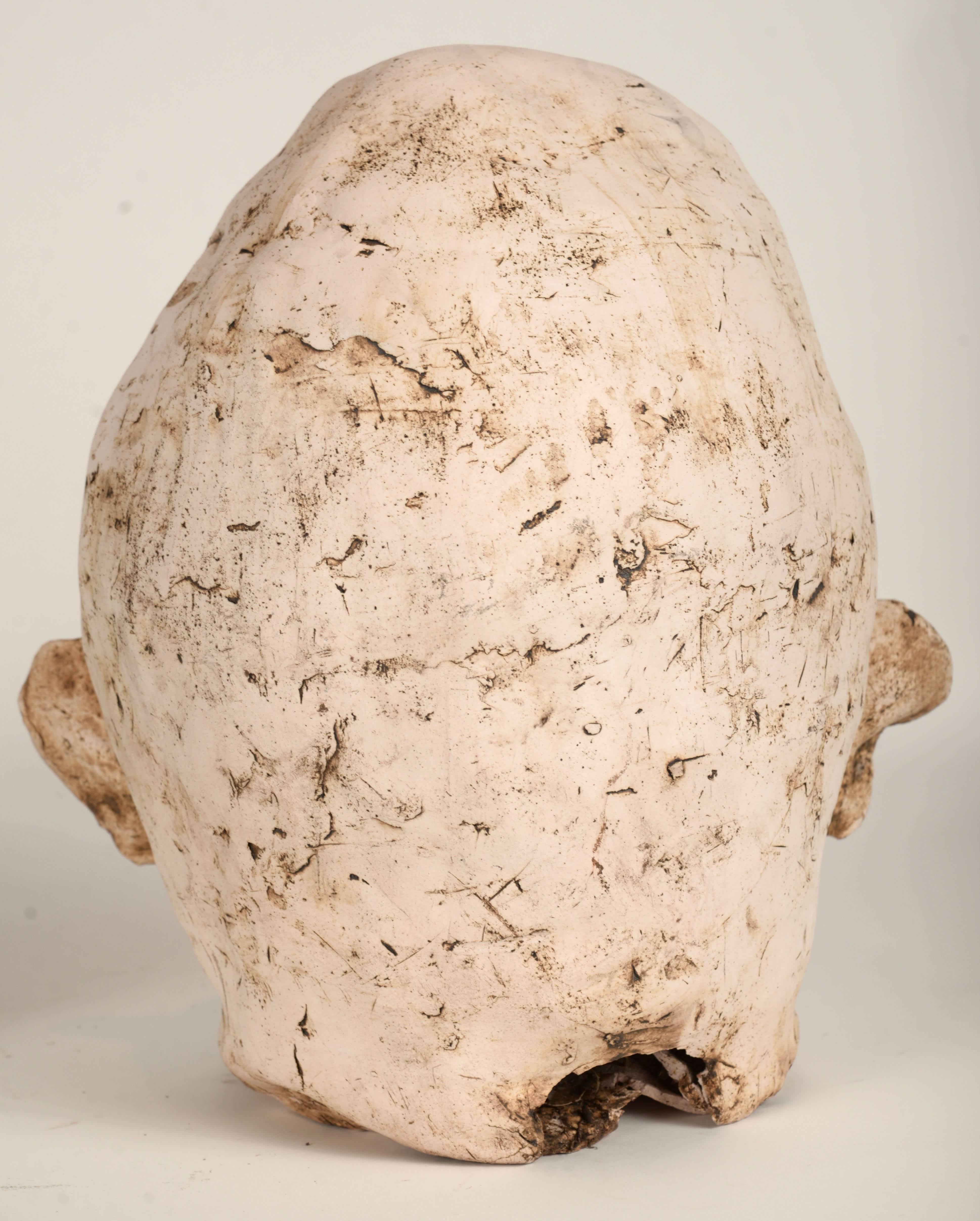 Late 20th Century Large Ceramic Alien Head in Flesh Tones For Sale