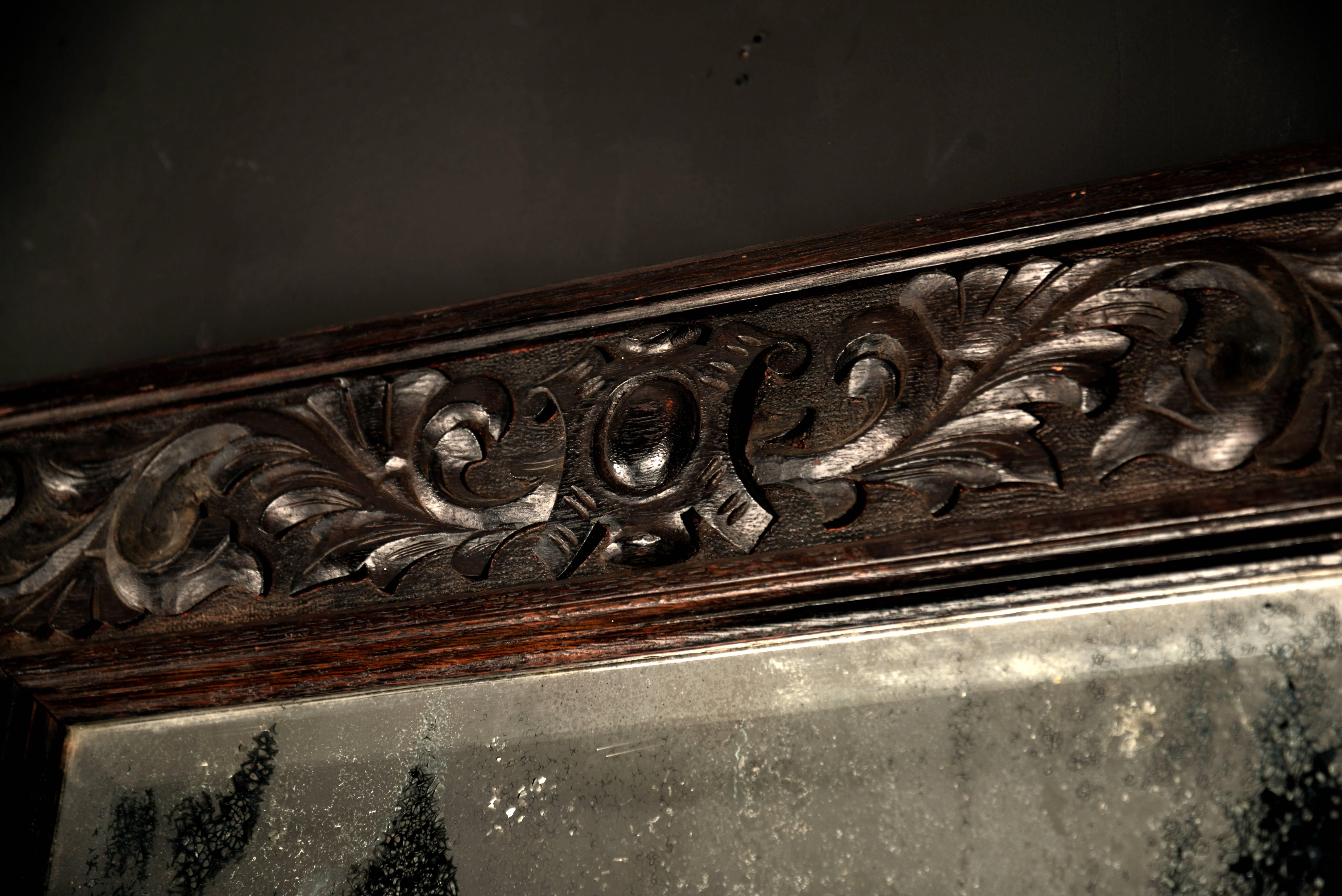 Carved Black Oak Mirror 1